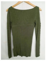 jersey verde guess talla s o top y2k vintage años 00s ajustado con hombros al aire.