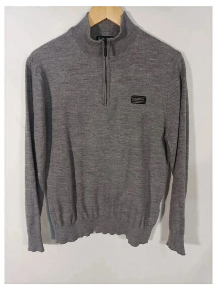 Jersey Barbour internacional gris con cuello cremallera talla L