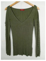 jersey verde guess talla s o top y2k vintage años 00s ajustado con hombros al aire.