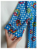 camisa flores cuadros tgl talla 38 vintage años 60s o 70s sin estrenar.