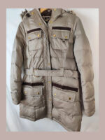 Chaqueta Barbour mujer, beige/marron con capucha de pelo Talla 40