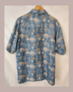 Hawaii silks traders, azul palmeras Talla M camisa hawaiana de seda vintage