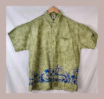 Hawaii Rima beachwea, verde con palmeras Talla L camisa hawaiana vintage