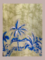 Hawaii Rima beachwea, verde con palmeras Talla L camisa hawaiana vintage