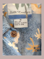 Hawaii silks traders, azul palmeras Talla M camisa hawaiana de seda vintage