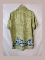 Hawaii Rima beachwea, verde con palmeras Talla L camisa hawaiana vintage