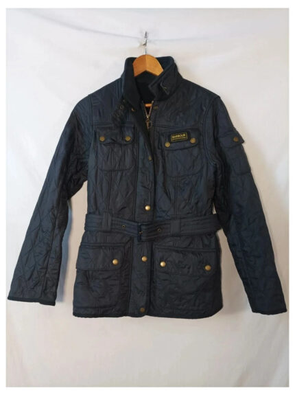 Barbour chaqueta International acolchada azul con cinturón talla 40