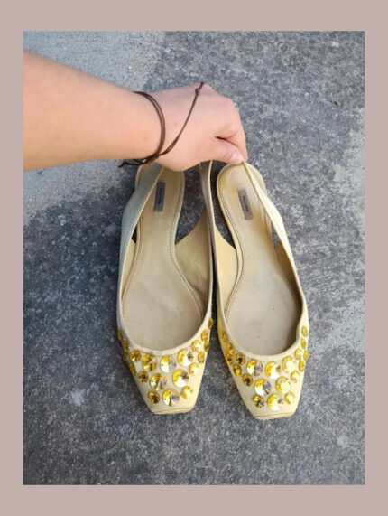 Miu miu bailarinas abiertas tipo sandalias talla 38 amarillas