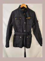 Barbour internacional, negra chaqueta Talla 42