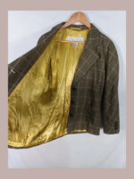 Chaqueta Escada americana marrón de cuadros talla 40 de pura lana.