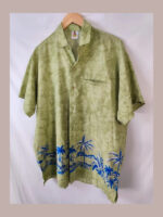 Hawaii Rima beachwea, verde con palmeras Talla L camisa hawaiana vintage