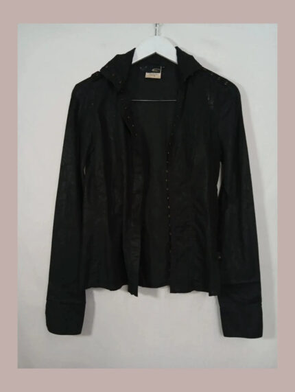 camisa o chaqueta sobre camisa negra just cavalli talla xs vintage y2k