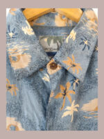 Hawaii silks traders, azul palmeras Talla M camisa hawaiana de seda vintage