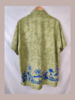 Hawaii Rima beachwea, verde con palmeras Talla L camisa hawaiana vintage