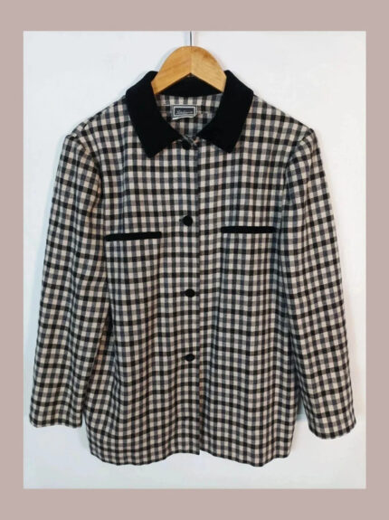 Chaqueta cuadros blanco y negro Luisa Spagnoli talla xl