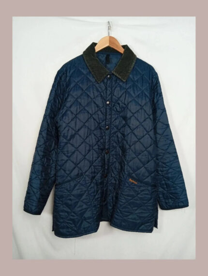 barbour azul marino con cuello verde liddesdale talla M