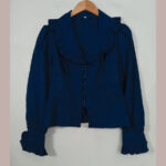 blusa con volantes azul marino talla 36 vintage años 80s. Perfecto estado.
