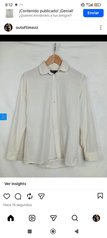 camisa Gucci blanca talla 38