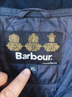 Barbour acolchada azul oscuro con cuello pana talla XL