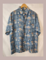 Hawaii silks traders, azul palmeras Talla M camisa hawaiana de seda vintage