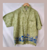 Hawaii Rima beachwea, verde con palmeras Talla L camisa hawaiana vintage