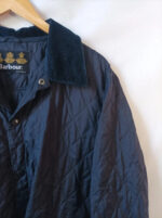 Barbour acolchada azul oscuro con cuello pana talla XL