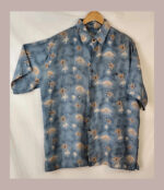 Hawaii silks traders, azul palmeras Talla M camisa hawaiana de seda vintage