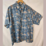 Hawaii silks traders, azul palmeras Talla M camisa hawaiana de seda vintage