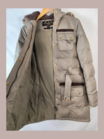 Chaqueta Barbour mujer, beige/marron con capucha de pelo Talla 40