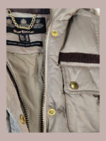 Chaqueta Barbour mujer, beige/marron con capucha de pelo Talla 40