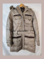 Chaqueta Barbour mujer, beige/marron con capucha de pelo Talla 40