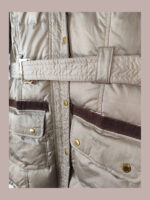 Chaqueta Barbour mujer, beige/marron con capucha de pelo Talla 40