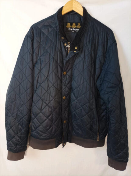 Barbour chaqueta acolchada azul cuello negro pana talla XXL