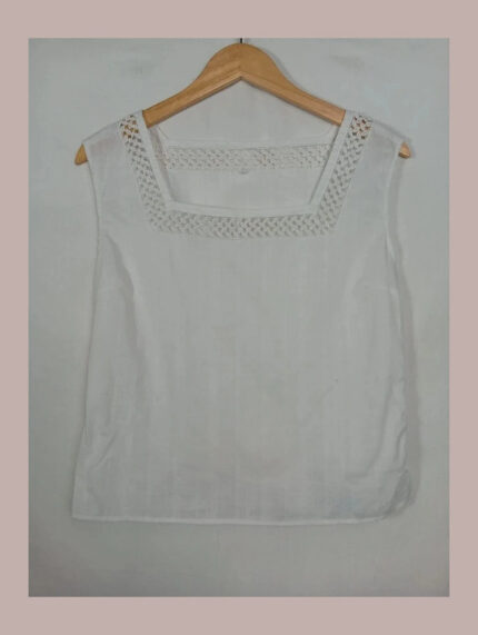 blusa blanca de lino talla 38 vintage