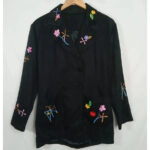 americana negra con flores vintage talla S