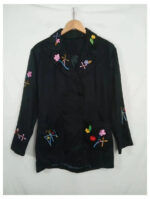 americana negra con flores vintage talla S