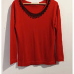 Jersey rojo con decoración de cuentas en el cuello Max & Co. talla M