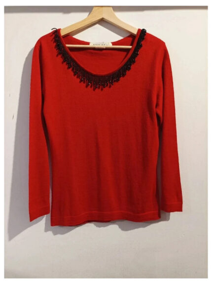 Jersey rojo con decoración de cuentas en el cuello Max & Co. talla M
