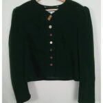 chaqueta de lana vintage austriaca, tirolesa corta verde Perry landhaus talla 38