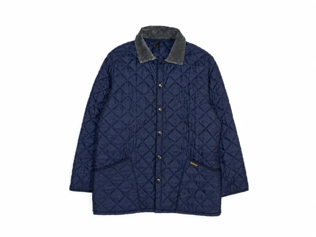 Barbour — Chaqueta acolchada azul marino y gris · años 90 - Imagen 1