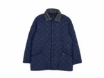 Barbour — Chaqueta acolchada azul marino y gris · años 90