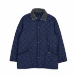 Barbour — Chaqueta acolchada azul marino y gris · años 90